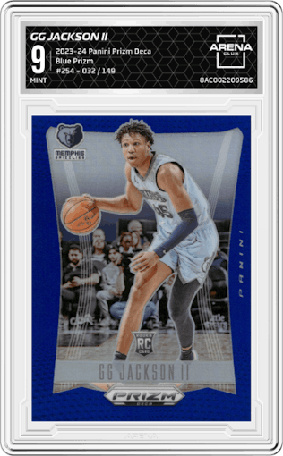 GG Jackson II from the 2023-24 Panini Prizm Deca set featuring a Blue Prizm parallel graded by Arena Club and given an overall grade of 9.