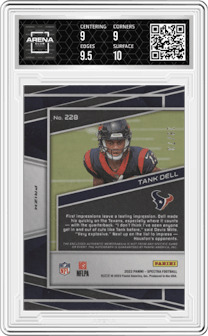 Tank Dell from the 2023 Panini Spectra set featuring a Supernova parallel graded by Arena Club and given an overall grade of 9.5.