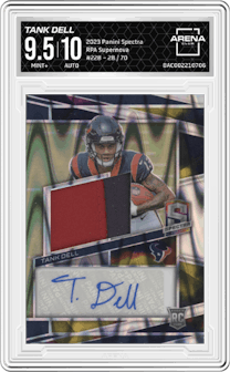 Tank Dell from the 2023 Panini Spectra set featuring a Supernova parallel graded by Arena Club and given an overall grade of 9.5.
