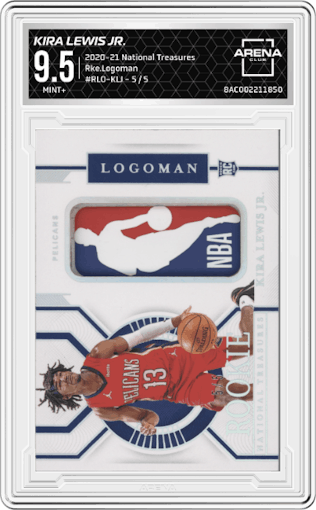 Kira Lewis Jr. from the 2020-21 Panini National Treasures set graded by Arena Club and given an overall grade of 9.5.