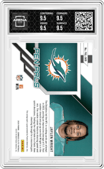 Jaylen Wright from the 2024 Panini Donruss Elite set graded by Arena Club and given an overall grade of 9.5.