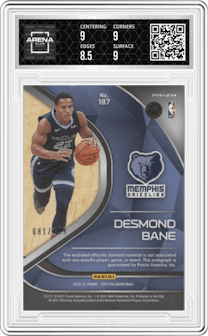 Desmond Bane from the 2020-21 Panini Spectra set graded by Arena Club and given an overall grade of 9.