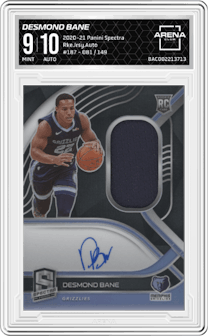 Desmond Bane from the 2020-21 Panini Spectra set graded by Arena Club and given an overall grade of 9.