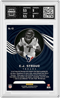 C.J. Stroud from the 2023 Panini Illusions set featuring a Retail parallel graded by Arena Club and given an overall grade of 9.5.
