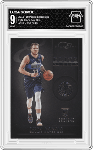 Luka Doncic from the 2018-19 Panini Chronicles set graded by Arena Club and given an overall grade of 9.