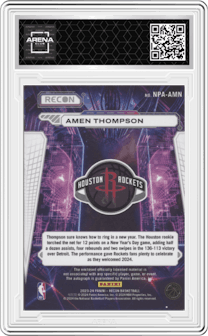 Amen Thompson from the 2023-24 Panini Recon set graded by Arena Club and given an overall grade of 0.