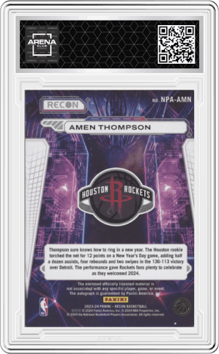 Amen Thompson from the 2023-24 Panini Recon set graded by Arena Club.