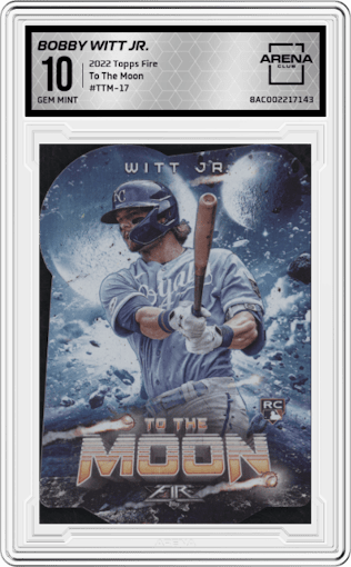 Bobby Witt Jr. from the 2022 Topps Fire  set graded by Arena Club and given an overall grade of 10.