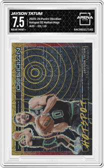 Jayson Tatum from the 2023-24 Panini Obsidian set featuring a Electric Etch Molten Mojo parallel graded by Arena Club and given an overall grade of 7.5.