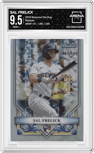 Sal Frelick from the 2024 Bowman Sterling set graded by Arena Club and given an overall grade of 9.5.