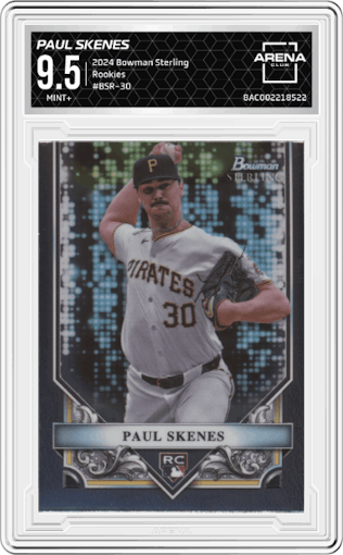 Paul Skenes from the 2024 Bowman Sterling set graded by Arena Club and given an overall grade of 9.5.