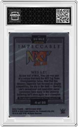 Wes Lee from the 2022 Panini Impeccable WWE set graded by Arena Club.