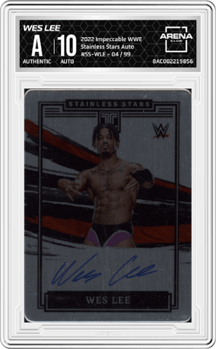 Wes Lee from the 2022 Panini Impeccable WWE set graded by Arena Club.