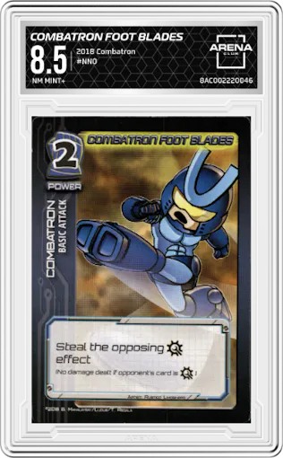Combatron Foot Blades from the 2018 Combatron set graded by Arena Club and given an overall grade of 8.5.