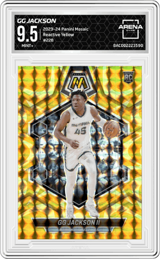 GG Jackson from the 2023-24 Panini Mosaic set featuring a Reactive Yellow parallel graded by Arena Club and given an overall grade of 9.5.