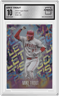 Mike Trout from the 2024 Topps Finest set graded by Arena Club and given an overall grade of 10.