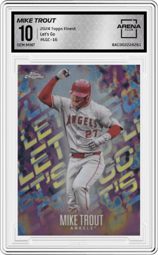 Mike Trout from the 2024 Topps Finest set graded by Arena Club and given an overall grade of 10.