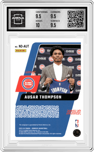 Ausar Thompson from the 2023-24 Panini Donruss set graded by Arena Club and given an overall grade of 10.