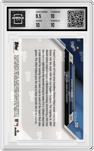 Shohei Ohtani from the 2024 Topps Now set graded by Arena Club and given an overall grade of 10.