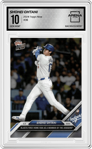Shohei Ohtani from the 2024 Topps Now set graded by Arena Club and given an overall grade of 10.