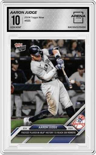 Aaron Judge from the 2024 Topps Now set graded by Arena Club and given an overall grade of 10.