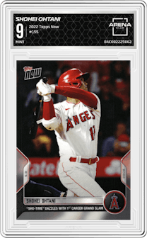 Shohei Ohtani from the 2022 Topps Now set graded by Arena Club and given an overall grade of 9.