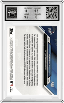 Shohei Ohtani from the 2024 Topps Now set graded by Arena Club and given an overall grade of 10.