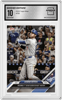 Shohei Ohtani from the 2024 Topps Now set graded by Arena Club and given an overall grade of 10.