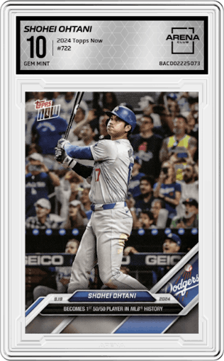 Shohei Ohtani from the 2024 Topps Now set graded by Arena Club and given an overall grade of 10.