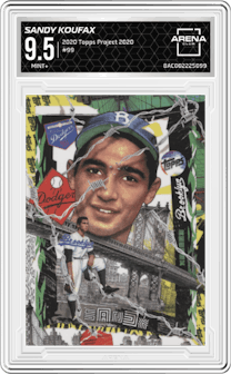 Sandy Koufax from the 2020 Topps Project 2020  set graded by Arena Club and given an overall grade of 9.5.