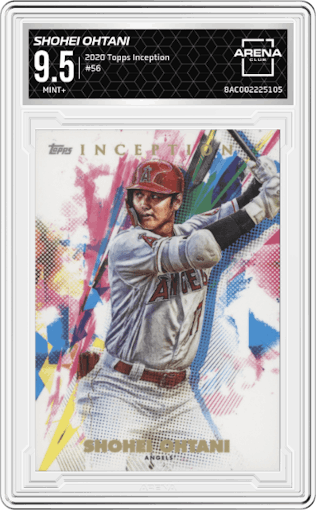 Shohei Ohtani from the 2020 Topps Inception set graded by Arena Club and given an overall grade of 9.5.