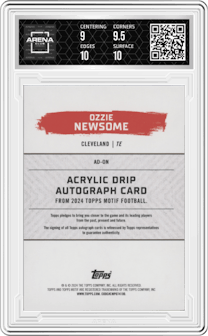 Ozzie Newsome from the 2023 Topps Motif set graded by Arena Club and given an overall grade of 9.5.