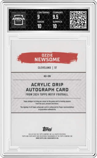 Ozzie Newsome from the 2023 Topps Motif set graded by Arena Club and given an overall grade of 9.5.