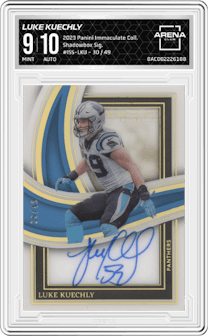 Luke Kuechly from the 2023 Panini Immaculate Collection  set graded by Arena Club and given an overall grade of 9.