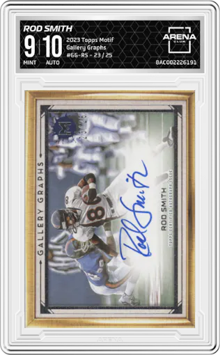 Rod Smith from the 2023 Topps Motif set graded by Arena Club and given an overall grade of 9.
