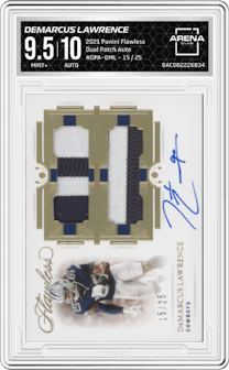 DeMarcus Lawrence from the 2021 Panini Flawless set graded by Arena Club and given an overall grade of 9.5.