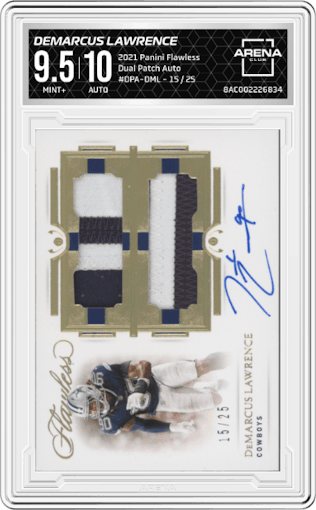 DeMarcus Lawrence from the 2021 Panini Flawless set graded by Arena Club and given an overall grade of 9.5.