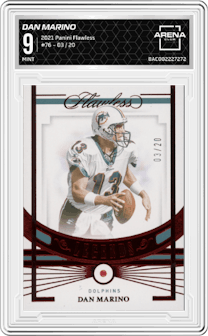 Dan Marino from the 2021 Panini Flawless set graded by Arena Club and given an overall grade of 9.