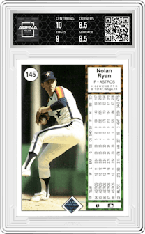 Nolan Ryan from the 1989 Upper Deck set graded by Arena Club and given an overall grade of 9.