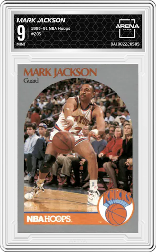 Mark Jackson from the 1990-91 NBA Hoops set graded by Arena Club and given an overall grade of 9.