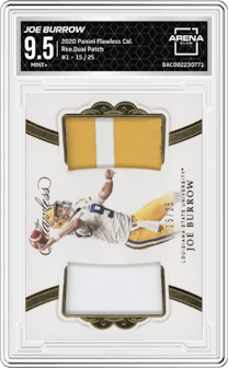 Joe Burrow from the 2020 Panini Flawless Collegiate set graded by Arena Club and given an overall grade of 9.5.