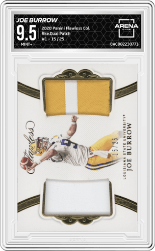Joe Burrow from the 2020 Panini Flawless Collegiate set graded by Arena Club and given an overall grade of 9.5.