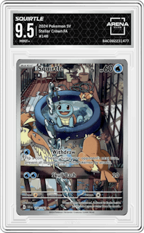 Squirtle from the 2024 Pokemon SV set graded by Arena Club and given an overall grade of 9.5.