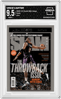 Vince Carter from the 2020-21 Panini NBA Hoops set graded by Arena Club and given an overall grade of 9.5.