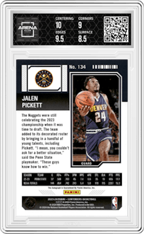 Jalen Pickett  from the 2023-24 Panini Contenders set graded by Arena Club and given an overall grade of 9.