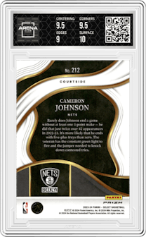 Cameron Johnson from the 2023-24 Panini Select  set featuring a Gold Glitter parallel graded by Arena Club and given an overall grade of 9.5.