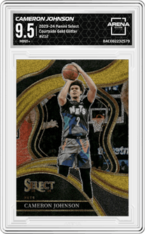 Cameron Johnson from the 2023-24 Panini Select  set featuring a Gold Glitter parallel graded by Arena Club and given an overall grade of 9.5.