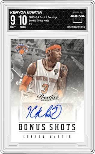 Kenyon Martin from the 2013-14 Panini Prestige set graded by Arena Club and given an overall grade of 9.