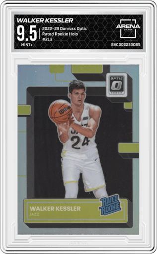 Walker Kessler from the 2022-23 Panini Donruss Optic  set featuring a Holo parallel graded by Arena Club and given an overall grade of 9.5.