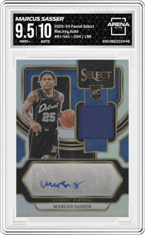 Marcus Sasser from the 2023-24 Panini Select  set graded by Arena Club and given an overall grade of 9.5.